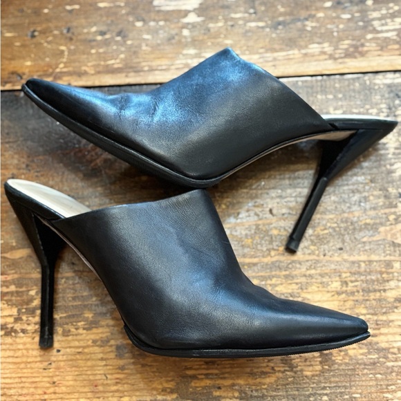 Phillip Lim Black Leather Stiletto Point Toe Mules